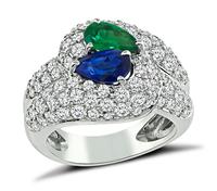 Estate 1.80ct Diamond 0.90ct Sapphire 0.75ct Emerald Ring