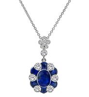 Estate 1.68ct Sapphire 0.81ct Diamond Pendant Necklace