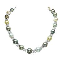 Estate 4.50ct Diamond Multi Color South Sea Pearl Necklace