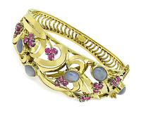 Estate Star Sapphire 2.50ct Ruby Gold Bangle