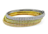 Estate Suite of Three 4.90ct Diamond Yellow Pink and White Gold Bangle