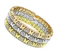 Estate Suite of 3 Yellow Pink and White Gold 3.00ct Diamond Bangle