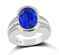 Estate 6.00ct Tanzanite 1.00ct Diamond Gold Ring