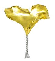 Estate Tiffany & Co Diamond Gold and Platinum Flower Pin
