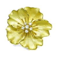Estate Tiffany & Co 0.50ct Diamond Gold Flower Pin