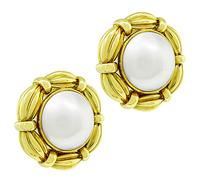 Estate Tiffany & Co Mabe Pearl Gold Earrings