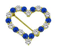 Estate Tiffany & Co 1.50ct Diamond 1.60ct Sapphire Gold Heart Pin