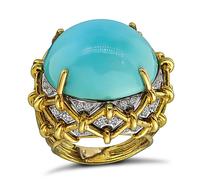 1960s Turquoise 1.75ct Diamond Cocktail Ring