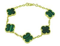 Estate Malachite Gold VCA Alhambra Style Bracelet