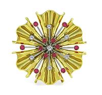 Retro 0.60ct Diamond 1.15ct Ruby Gold Pin