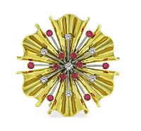 Retro 0.60ct Diamond 1.15ct Ruby Gold Pin