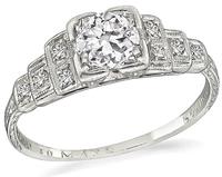 Art Deco 0.45ct Diamond Engagement Ring