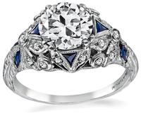 Art Deco GIA Certified 1.25ct Diamond Engagement Ring