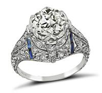 Art Deco 1.52ct Diamond Sapphire Engagement Ring