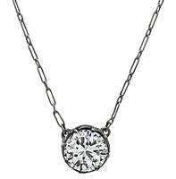 Vintage 2.01ct Diamond Solitaire Pendant Necklace