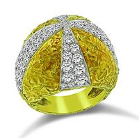 1970s 4.00ct Diamond Yellow and White Gold Ring