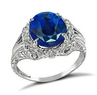 Art Deco 4.33ct Sapphire Engagement Ring