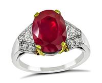 AGL Certified 3.63ct Natural No Heat Burmese Ruby Engagement Ring