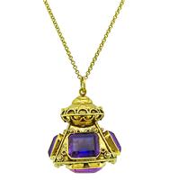 Victorian 35.00ct Amethyst Gold Lantern Pendant Necklace