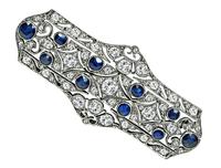 Art Deco 2.50ct Diamond 2.00ct Sapphire Pin