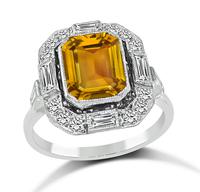 Estate 4.00ct Citrine 0.50ct Diamond Ring