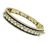 1960s 1.40ct Diamond Pearl Enamel Gold Bangle