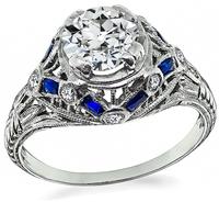 Vintage 0.85ct Diamond Sapphire Engagement Ring