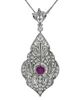 Vintage 1.80ct Diamond Garnet Pendant Necklace