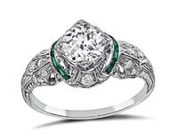 Art Deco GIA Certified 0.82ct Diamond Engagement Ring