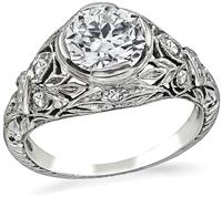 Art Deco GIA Certified 1.33ct Diamond Engagement Ring