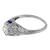 Antique Art Deco 0.70ct Round Brilliant Diamond Step Cut Baguette Sapphire Platinum Engagement Ring