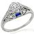 0.70ct Diamond Sapphire Platinum Engagement Ring