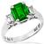 0.95ct Colombian Emerald Diamond Platinum Ring