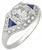 1.62ct diamond sapphire platinum engagement ring 3/4 view photo