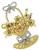 vintage diamond multi precious colored stone 18k gold basket pin side view photo