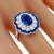 Art Deco Style 3.01ct Oval Cut Sapphire 1.15ct French Faceted Cut Sapphire 1.25ct Round Cut Diamond 18k White Gold Ring