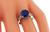 Cushion Cut Sapphire Carre Cut Diamond Platinum Engagement Ring