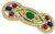 Cabochon Emerald Ruby and Sapphire Round Cut Diamond 18k Gold Pin