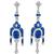 6.33ct Oval & 2.33 Faceted Cut  Sapphire 2.03ct Round & Pear Shape Diamond 18k White Gold Chandelier Earrings 