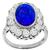Estate 7.34ct Oval Cut Ceylon Sapphire 2.05ct Old European cut  Diamond 18k White Gold Engagement Ring