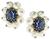 Oval and Round Cut Sapphire Round Cut Diamond Pearl 18k Gold Earrings