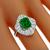 Estate 2.23ct Emerald Cut Colombian Emerald 1.85ct Round  Brilliant Diamond Platinum Ballerina Ring