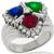 Emerald, Ruby, Sapphire And Diamond Platinum Ring  