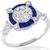 Art Deco Style GIA Certified 1.03ct Round Brilliant Diamond Faceted Cut Sapphire 18k White Gold Engagement Ring 