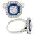 Art Deco Style GIA Certified 0.96ct Round Brilliant Diamond Faceted Cut Sapphire  18k White Gold Engagement Ring 