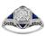 Estate 0.35ct Old Mine Cut Diamond Sapphire 18k White Gold Engagement Ring