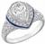 art deco platinum diamond sapphire engagement ring  1