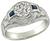 Art Deco 1.39ct Diamond Sapphire Men's Ring