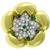 18k yellow gold platinum diamond emerald sapphire floral pin  1