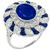 Art Deco 4.45ct Oval Cut Center & 1.33ct Faceted Cut Sapphire 2.89ct Round & Marquise Cut Diamond 18k White Gold Ring 